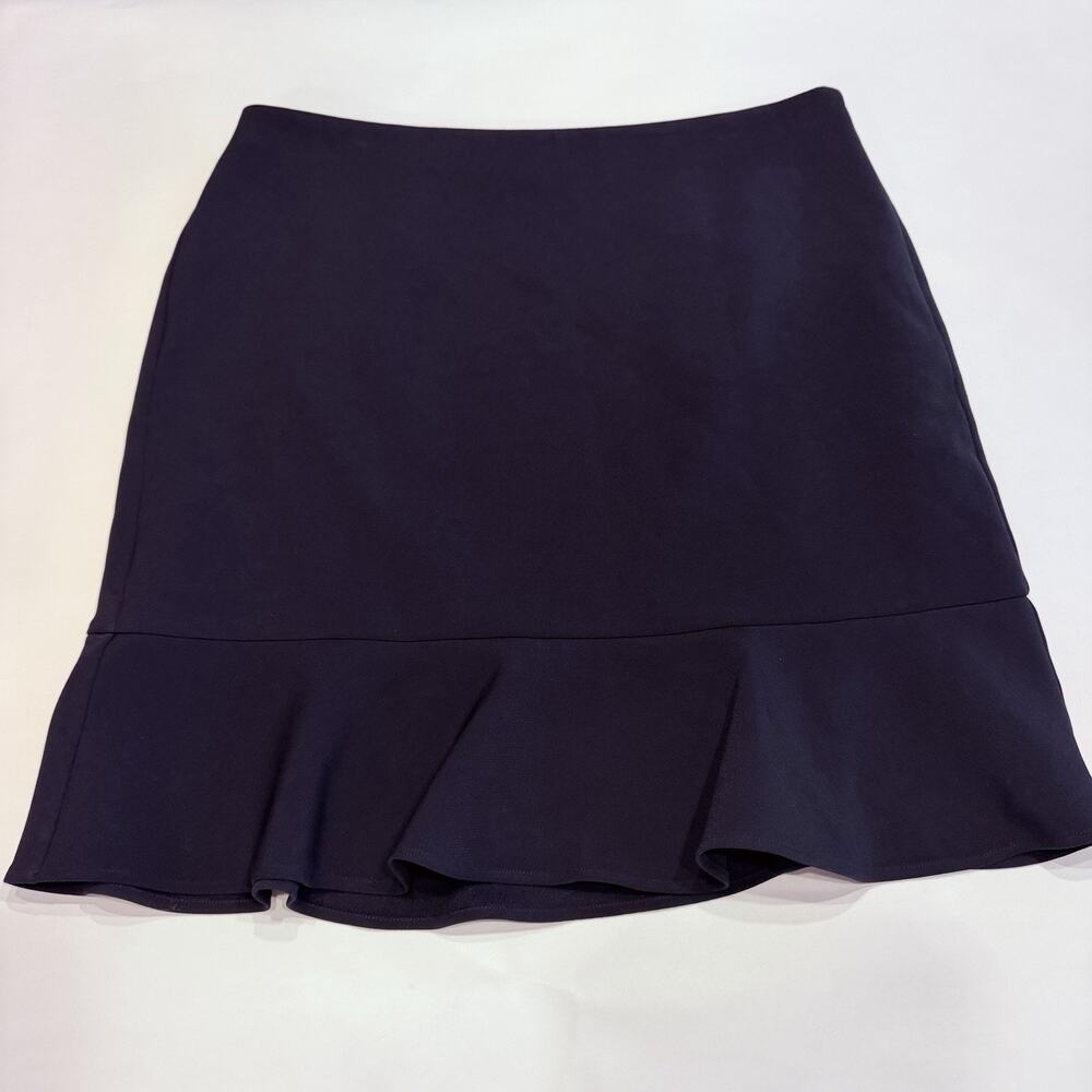 Ann Taylor Women’s Size 12 Pencil Skirt Navy Blue With Flare Hem (A0129)